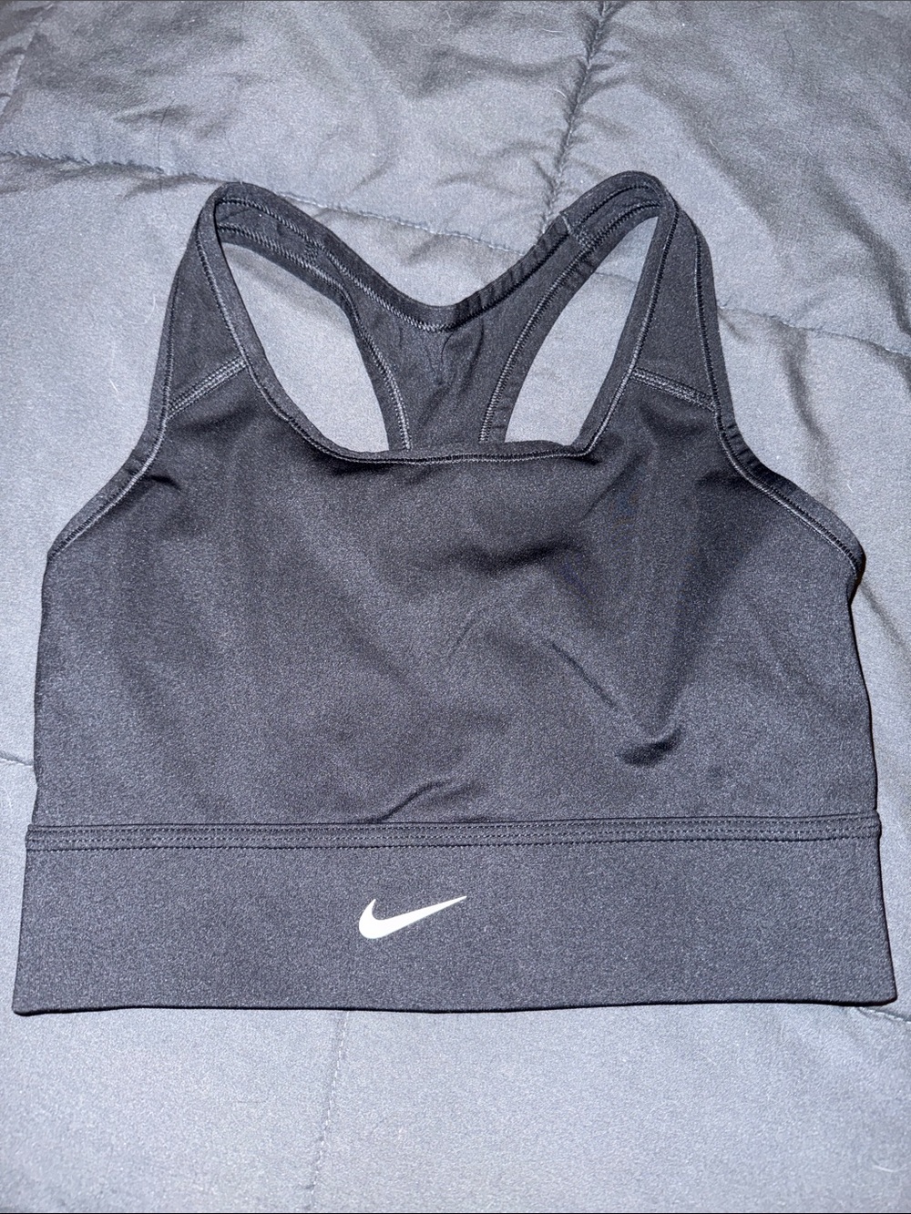 Nike Black Racerback Sports Bra with White Swoosh